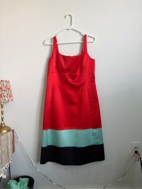 kate spade Red, Aqua & Black Colorblock Midi Dress